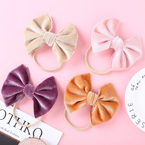 Fascia per Capelli per Neonati con Fiocco in Velluto Grande Morbida Fascia Elastica in Nylon per Bambini Accessori per Capelli