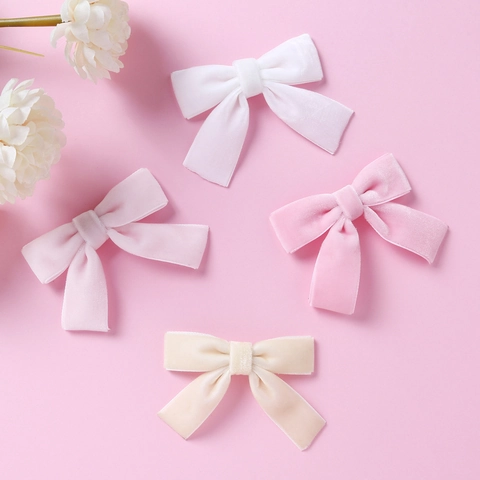 Baby Girls Large Velvet Bow Hair Clips Soft Fabric Swallowtail Solid Color Hairpins Infants Kids Daily Party Accessories