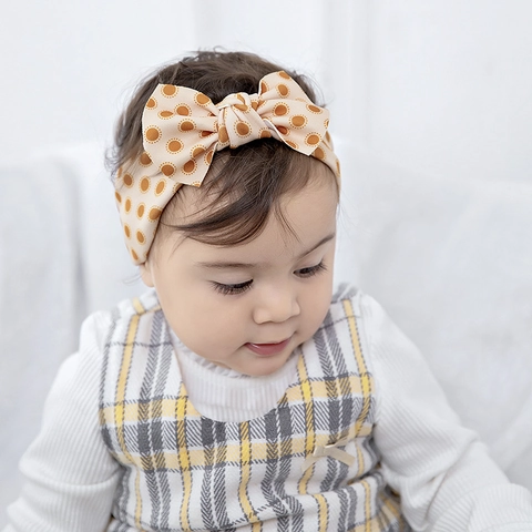 Fascia per Capelli per Neonati Morbida ed Elastica Vintage in Misto Cotone Con Fiocco per Neonati e Bambini Piccoli