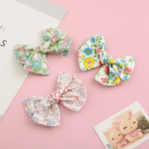 Fermagli per Capelli a Fiocco per Bambine Maglia Stampata Floreale Frutta Carini Clip a Becco d'Anatra Accessori Capelli