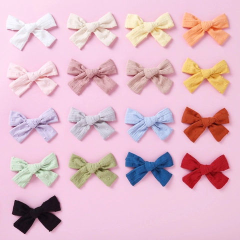 Handmade Fabric Polka Dot Striped Bow Hair Clips For Toddler Girls Sweet Korean Style Kids Hair Accessories Headwear