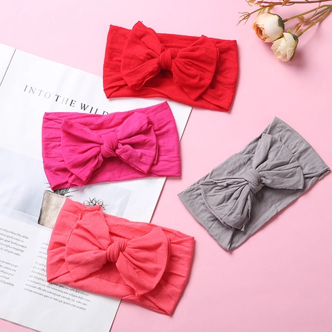 Soft Nylon Baby Bow Headband High Elastic Knotted Wide Hairband For Infants Toddlers Cute Princess Hair Accessories Headwear