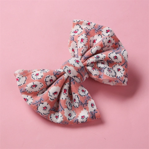 Kids Girls Pastoral Style Floral Bow Hair Clips Soft Cotton Fabric Printed Bowknot Hair Pins Handmade Toddler Hair Accessories