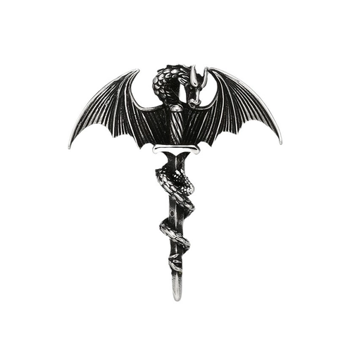 Gothic Dragon Sword Pendant Only Without Chain Stainless Steel Vintage Silver Tone Fantasy Necklaces Jewelry For Men Women