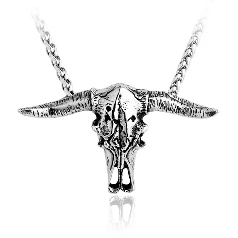 Vintage Gothic Bull Skull Pendant Titanium Steel Antiqued Silver Ox Head Jewelry Pendant Only Without Chain For Men Biker