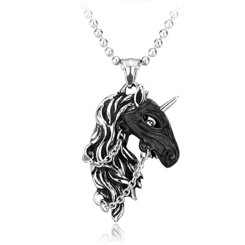 Colgante de Cabeza de Caballo Unicornio de Acero Inoxidable Retro Vintage Punk Gótico Animal Solo Colgante (Sin Cadena) Para Hombres Mujeres Joyería