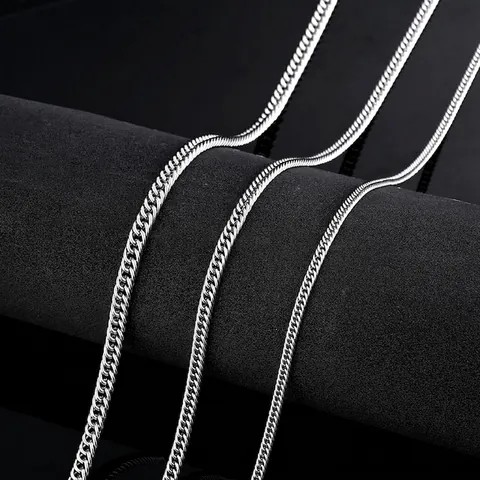 Heren Mode Titanium Roestvrij Staal Cubaanse Schakelketting Zilver Gepolijst Platte Schakelketting Voor Mannen Punk Hip Hop Sieraden