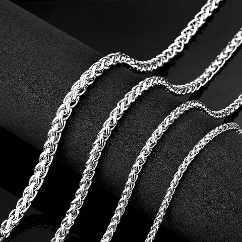 Halskette Aus Edelstahl Für Herren Damen Hochglanzpolierte Franco Link Halsketten Modeschmuck Zubehör Massive Geflochtene Halsketten