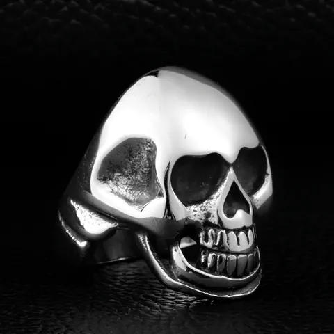 Vintage Stainless Steel Skull Ring Men Retro Punk Titanium Steel Biker Ring Skeleton Biker Gothic Jewelry Metal Accessory