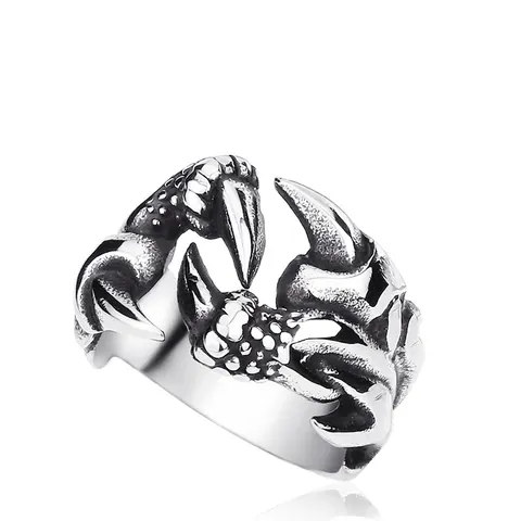 Vintage Titanium Steel Dragon Claw Ring For Men Retro Punk Oxidized Eagle Claw Adjustable Gothic Biker Finger Ring Jewelry Gift