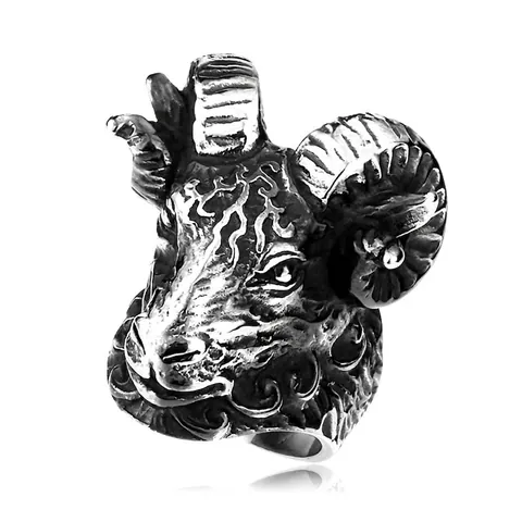 Anello Testa di Ariete in Acciaio Inossidabile Vintage Stile Gotico Biker Punk Gioielli con Sigillo Animale da Uomo