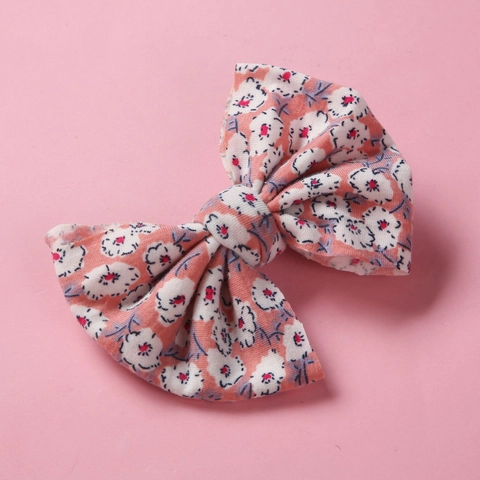 Kids Girls Pastoral Style Floral Bow Hair Clips Soft Cotton Fabric Printed Bowknot Hair Pins Handmade Toddler Hair Accessories