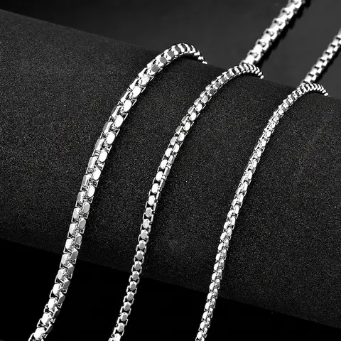 Herren Titanstahl Box Kette Halskette Poliert Silber Minimalistisch Koreanischer Stil Mode Schmuck Quadrat Glieder Kette Für Den Alltag