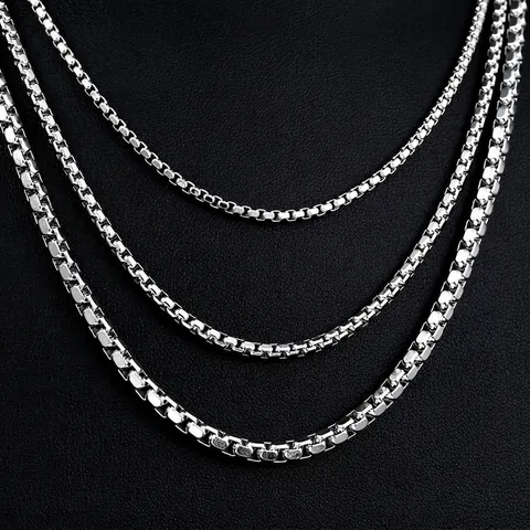 Herren Titanstahl Box Kette Halskette Poliert Silber Minimalistisch Koreanischer Stil Mode Schmuck Quadrat Glieder Kette Für Den Alltag