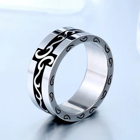 Anillo de Acero Inoxidable Vintage Gótico Patrón de Volutas Florales Anello de Banda para Hombres Mujeres Joyería Tallada Retro Punk