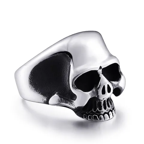 Vintage Gothic Punk Men's Skull Ring Stainless Steel Biker Rock Hip Hop Heavy Metal Skeleton Finger Ring For Men Jewelry