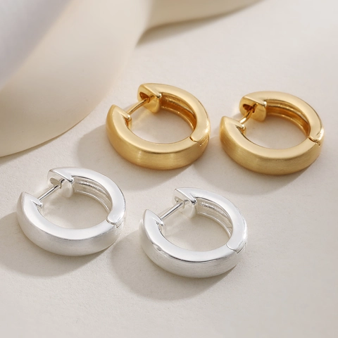 Pendientes de Aro de Cobre Cepillado Vintage Geométricos Minimalistas Mate Oro Plata Galvanizados Para Mujeres Conmuta Joyería Diaria
