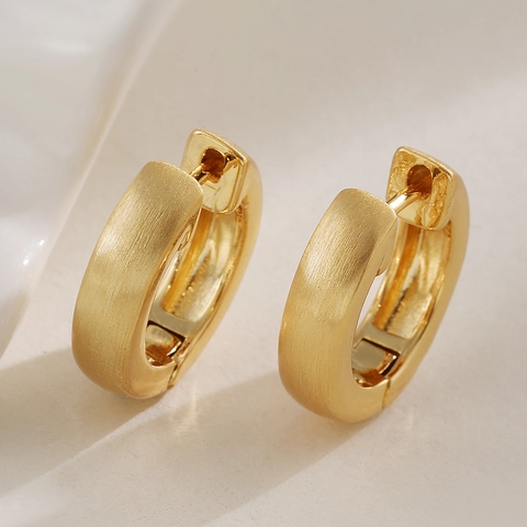 Pendientes de Aro de Cobre Cepillado Vintage Geométricos Minimalistas Mate Oro Plata Galvanizados Para Mujeres Conmuta Joyería Diaria