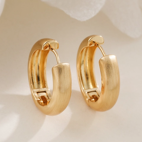 Pendientes de Aro de Cobre Cepillado para Mujer Moda Minimalista Sencillos Pendientes de Aro Geométricos Redondos Chapados en Oro Plata Joyas
