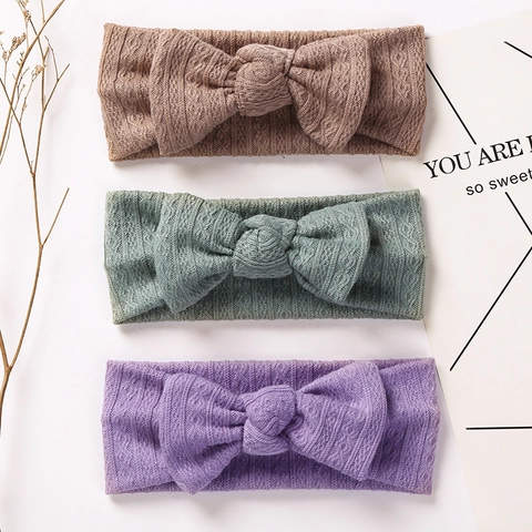 Fascia per Capelli Neonata con Fiocco in Maglia Jacquard Elastica Turbante Morbido per Neonati Bambini Accessori per Capelli
