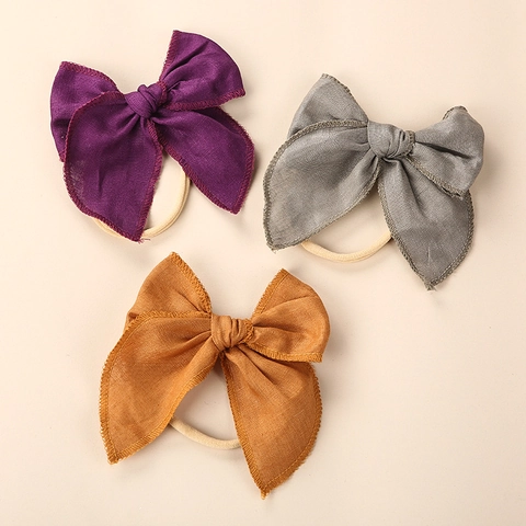 Diadema con Lazo para Bebé Hecha a Mano de Malla Color Sólido Banda Elástica Suave para el Cabello para Niñas Accesorios