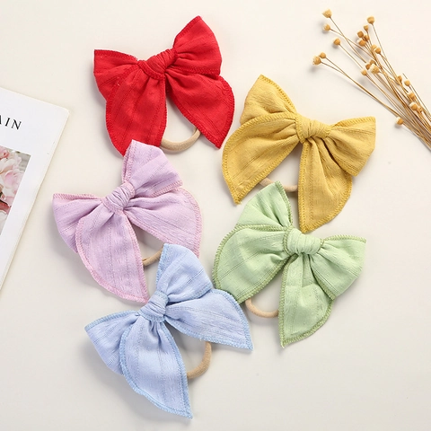 Fascia per Capelli con Fiocco per Neonati in Cotone Jacquard Nylon Morbido per Bambini Accessori per Capelli Carino