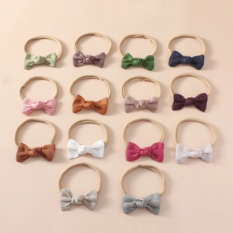 Fascia per Capelli Morbida Con Fiocco per Neonati in Nylon Elastico per Bambini Accessori per Capelli in Cotone Fatto a Mano Consistenza Lino