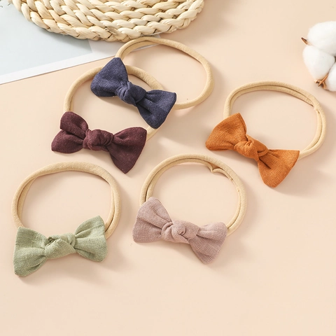 Fascia per Capelli Morbida Con Fiocco per Neonati in Nylon Elastico per Bambini Accessori per Capelli in Cotone Fatto a Mano Consistenza Lino