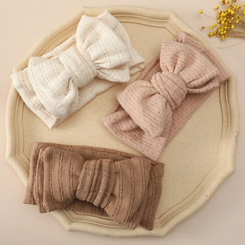 Oversized Double Layer Bow Baby Knit Headband Soft Elastic Ribbed Knitted Infant Headwrap For Newborn Toddler Kids Hair Accessories