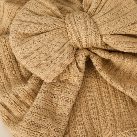 Gorro Turbante para Bebé Con Lazo de Punto Acanalado Suave Gorro Cálido Resistente al Viento Estilo Indio para Recién Nacidos
