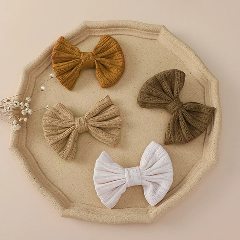 Kinder Rippenstrick Schleife Haarclip Für Mädchen Handgefertigt Jacquard Stoff Krokodilklemme Kleinkind Baby Haarschmuck