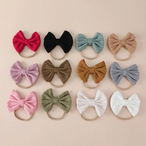 Fascia per Capelli con Fiocco in Maglia Jacquard per Neonata in Nylon Morbido ad Alta Elasticità per Neonati e Bambini Accessori per Capelli
