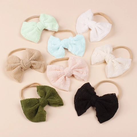 Fascia per Capelli con Fiocco per Neonata in Nylon Elastico Pizzo Rete Accessorio per Capelli per Bambini Matrimonio Festa Regalo