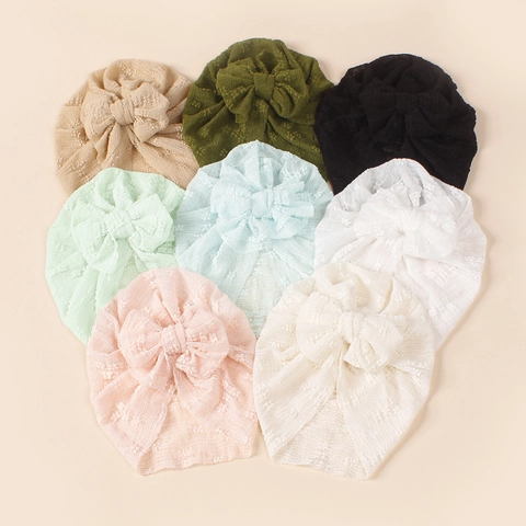 Baby Soft Elastic Mesh Turban Hat With Double Layer Bow Cute Indian Headwrap For Newborn Toddler Girls Hair Accessories