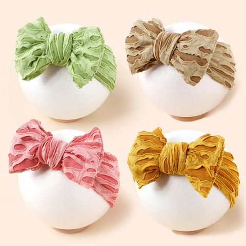 Fascia Elastica per Neonata in Maglia con Fiocco Morbida Traforata con Grande Fiocco Accessori per Capelli Neonati e Bambini