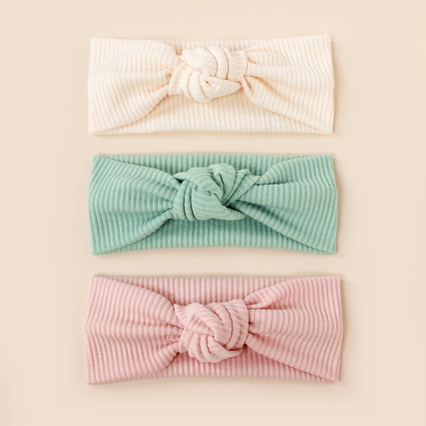 Ribbed Knit Baby Headband Soft Elastic Bow Knot Infant Hair Band For Toddler Girls Solid Color Simple Hair Accessories