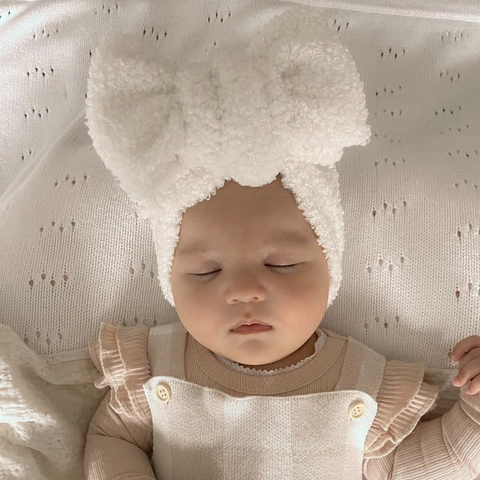 Kinder Lammfell Große Schleife Stirnband Weiches Fleece Elastisches Haarband Für Baby Mädchen Warm Winter Ohrenschützer Haarschmuck