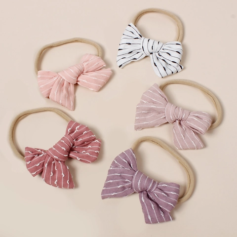 Newborn Baby Bow Headband Soft Elastic Nylon Striped Bow Hair Band For Infant Toddler Girls Handmade Hair Accessories Headwear