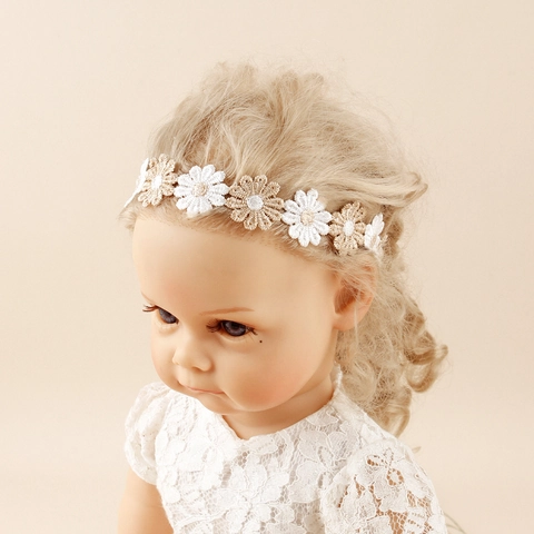 Säugling Baby Mädchen Spitze Stickerei Floral Stirnband Nylon Hochelastisch Haarband Prinzessin Haarschmuck Fotografie Requisite