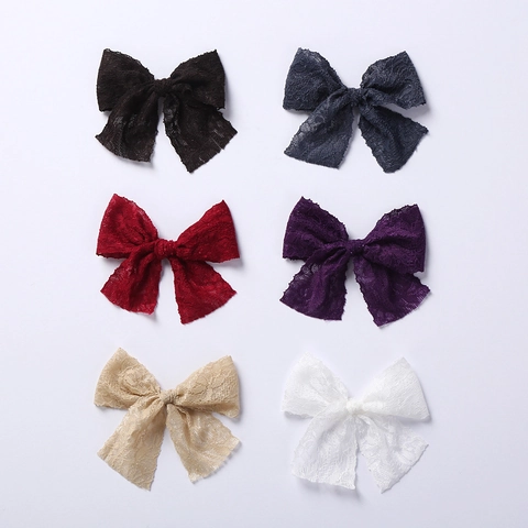 Bestickte Spitze Netz Schleife Haarspange Für Mädchen Prinzessin Stil Entenschnabelklemme Kinder Haarschmuck Für Alltag Party