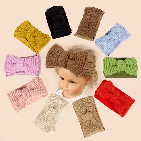Fascia per Capelli a Maglia con Fiocco per Neonati Morbida Elastica per Bambine Paraorecchie Invernali Accessori Capelli