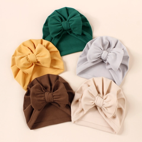 Baby Turban Beanie Hat With Large Mesh Bowknot Soft Headwrap Indian Cap For Newborn Infants Toddler Girls Decorative Hair Accessories