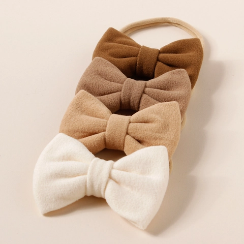 Diademas con Lazo de Tela Suave para Bebés Bandas de Pelo de Nylon de Alta Elasticidad Color Sólido Accesorios para el Cabello Infantil