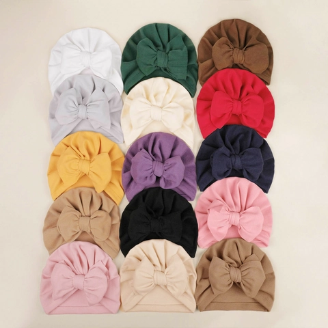 Baby Turban Beanie Hat With Large Mesh Bowknot Soft Headwrap Indian Cap For Newborn Infants Toddler Girls Decorative Hair Accessories