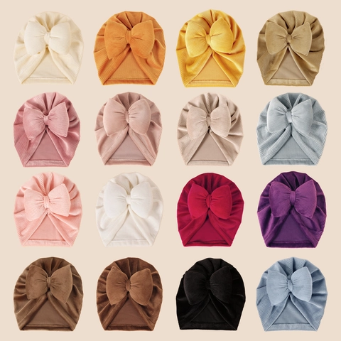 Baby Turban Beanie Mütze Mit Großer Schleife Rippstrick Säuglings Kopfwickel Weich Cord Kleinkind Stirnband Für Neugeborene