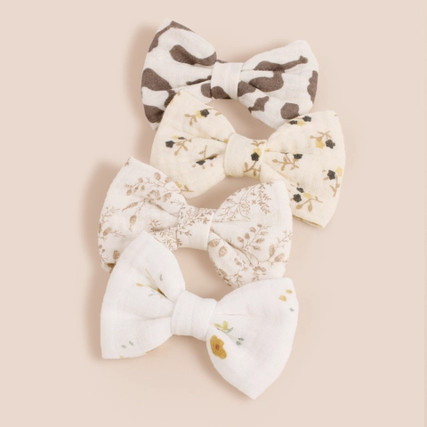 Set di Fermagli per Capelli con Fiocco in Cotone per Bambini Stampe Floreali e Animali Mollette per Neonati Accessori per Capelli
