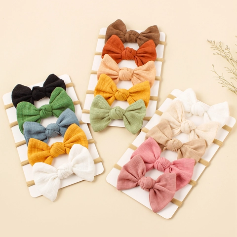 Diadema Suave con Lazo para Bebé Banda para el Cabello de Nylon de Alta Elasticidad para Bebés y Niños Pequeños Accesorios para el Cabello con Lazos de Tela de Gofre
