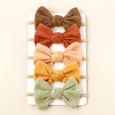 Diadema Suave con Lazo para Bebé Banda para el Cabello de Nylon de Alta Elasticidad para Bebés y Niños Pequeños Accesorios para el Cabello con Lazos de Tela de Gofre