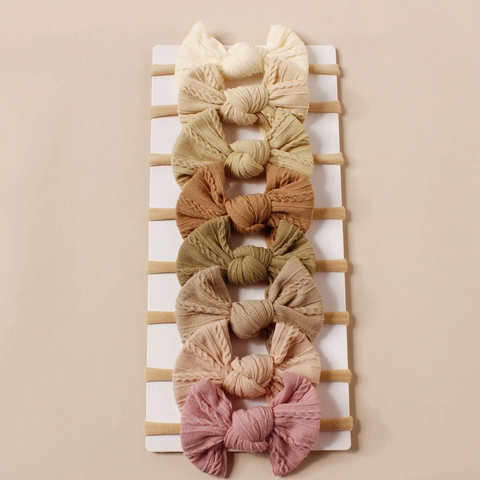 Fascia per Capelli con Fiocco in Maglia a Trecce di Nylon Morbido per Neonati Fascia a Costine Elastica per Bambine