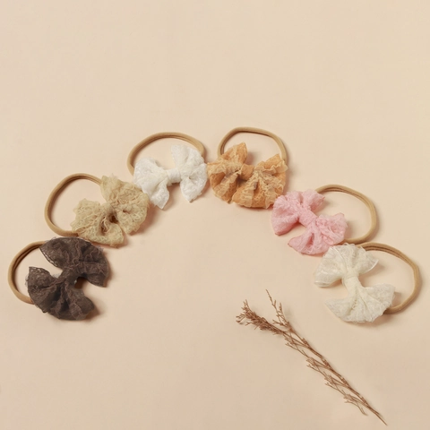 Baby Spitzennetz Schleife Stirnband Hochelastisches Nylon Haarband Weiches Süßes Prinzessin Haarschmuck Für Neugeborene Mädchen